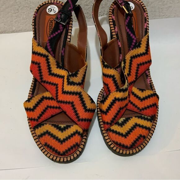 Missoni Multicolor Fabric Zig Zag Ankle Strap Sandals Size 40/ 9.5 Italy - Picture 5 of 14